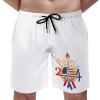 Paris American Flag Men's Swim Trunks France Sports Game Summer Surfing Shorts Swimwear Bathing Pants with Pockets White s view 2