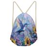 PJHEQOXE Oil Paint Hummingbird Drawstring Backpack for Girls Boys,Lightweight Drawstring Bags Gym Bags for Men Women String Sack Storage Satchels Purple view 1
