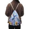 PJHEQOXE Oil Paint Hummingbird Drawstring Backpack for Girls Boys,Lightweight Drawstring Bags Gym Bags for Men Women String Sack Storage Satchels Purple view 2