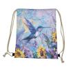 PJHEQOXE Oil Paint Hummingbird Drawstring Backpack for Girls Boys,Lightweight Drawstring Bags Gym Bags for Men Women String Sack Storage Satchels Purple view 3