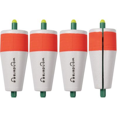 wondersee Fishing Floats Weighted Slotted Peg Popping Floats Slip Bobbers, Pack of 4 (White, 2in)