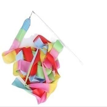 KOOFUR Dance Ribbons 4pcs 2/4/6M Colorful Gym Colored Ribbons Dance Ribbon Rhythmic Art Gymnastics Ballet Streamer Twirling Rod Rainbow Stick Training(Colorful,6M)
