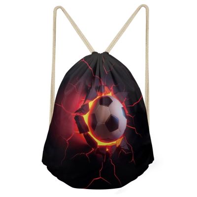 PJHEQOXE 3D Soccer Print Drawstrings Backpacks Bags for Soccer Game,Black Swim Packs Daypack Large Pouch Shopping Travel Bags Sackpacks Gym