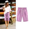 NineFit Basics Bermuda Shorts for Women Knee Length Plus Size Drawstring Shorts Elastic Waist Summer Beach Shorts Vacation Outfits Pink, Small view 2