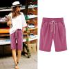 Generic Bermuda Shorts for Women Knee Length Plus Size Drawstring Shorts Elastic Waist Summer Beach Shorts Vacation Outfits Hot Pink, X-Large view 2