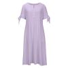 Zhyaj Purple Summer Dresses for Women 2024 Short Sleeve Eyelet Pastel Button Solid V Neck Boho Dress Daily Wear Vintage Sundress with Pockets, Purple, XX-Large view 3