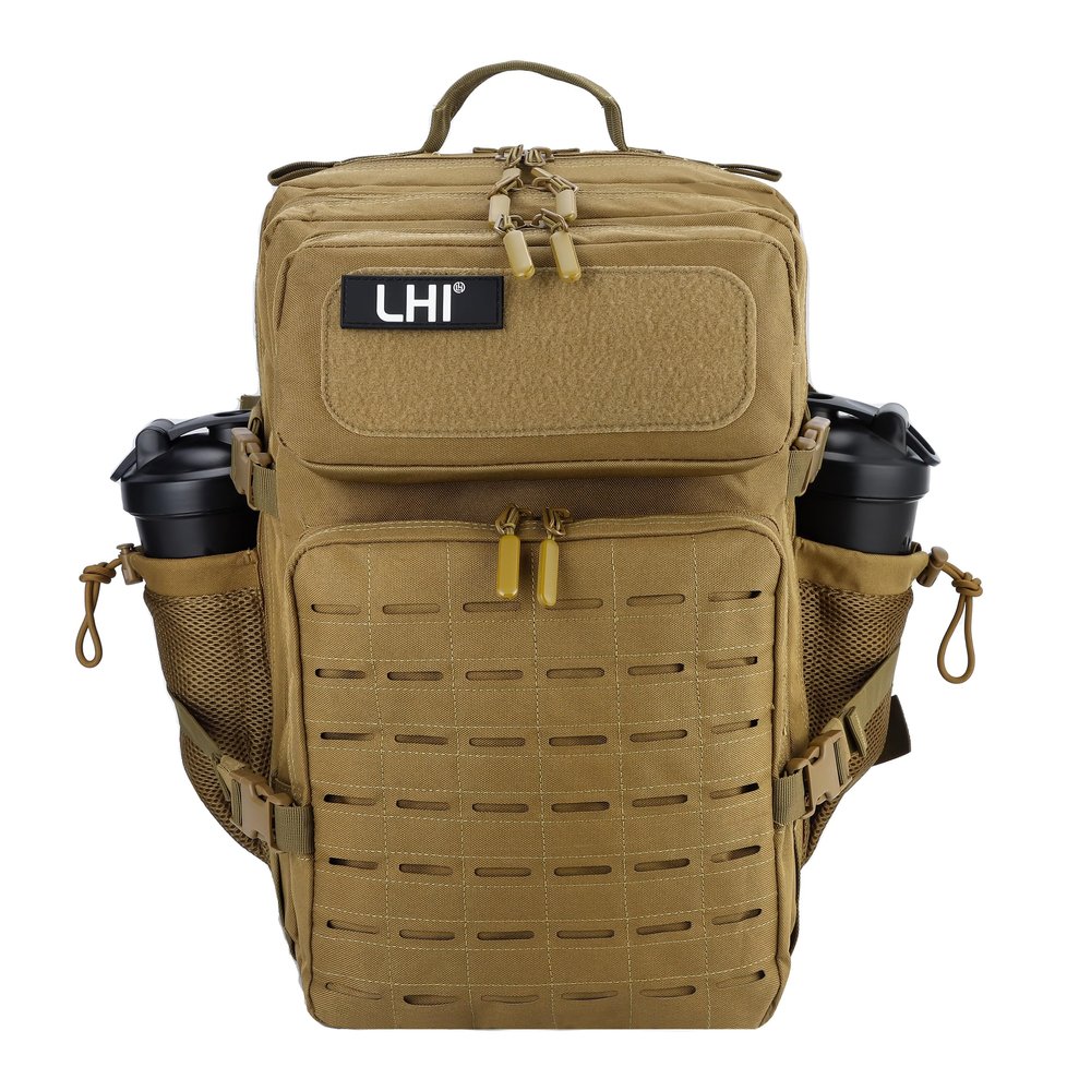 LHI Tactical Military Backpack for Men and Women 45L Large Molle Army Assault Pack 3 Day Travel Backpacks - Khaki