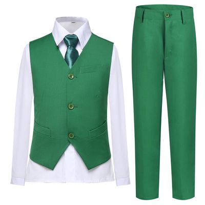 Lycody Kids Suits for Boys Formal Tuxedo Dress Outfit Green Suit Vest and Pants Set Little Boy Slim Fit Suit for Weddings Prom Party Size 6