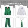 Lycody Kids Suits for Boys Formal Tuxedo Dress Outfit Green Suit Vest and Pants Set Little Boy Slim Fit Suit for Weddings Prom Party Size 6 view 2