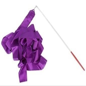KOOFUR Dance Ribbons 4pcs 2/4/6M Colorful Gym Colored Ribbons Dance Ribbon Rhythmic Art Gymnastics Ballet Streamer Twirling Rod Rainbow Stick Training(Purple,6M)