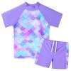 BAOHULU Girls Swimsuit Two Piece Tankini UPF 50+ UV Protective Rash Guard Set 3-12 Years S451_PurpleScale_4A