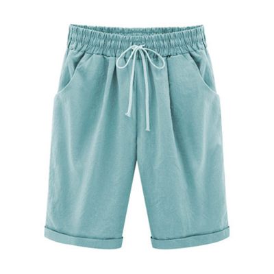Generic Bermuda Shorts for Women Knee Length Plus Size Drawstring Shorts Elastic Waist Summer Beach Shorts Vacation Outfits Mint Green, 4X-Large