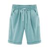 Generic Bermuda Shorts for Women Knee Length Plus Size Drawstring Shorts Elastic Waist Summer Beach Shorts Vacation Outfits Mint Green, 4X-Large view 1