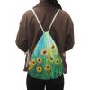 PJHEQOXE Oil Painting Drawstring Bags Unique Party Favors Bag String Bags Small Cinch Bags Candy Snack Storage Bag Travel Camping Drawstring Sunflower view 2