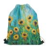 PJHEQOXE Oil Painting Drawstring Bags Unique Party Favors Bag String Bags Small Cinch Bags Candy Snack Storage Bag Travel Camping Drawstring Sunflower view 4