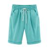 Generic Bermuda Shorts for Women Knee Length Plus Size Drawstring Shorts Elastic Waist Summer Beach Shorts Vacation Outfits Sky Blue, XX-Large view 1