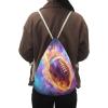 PJHEQOXE Purple Foldable Backpack,Girls Boys Drawstring Backpacks Drawstring Bags Bulk for Elementary Cool Bookbags for Kids Over 8 Years, Burning Football view 2