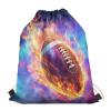 PJHEQOXE Purple Foldable Backpack,Girls Boys Drawstring Backpacks Drawstring Bags Bulk for Elementary Cool Bookbags for Kids Over 8 Years, Burning Football view 4