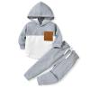 HIHA 18-24 Months Toddler Boy Fall Winter Clothes Waffle Hooded Sweatshirt Tops Pant Outfit Color Block Sweatsuit Long Sleeve Clothing Grey
