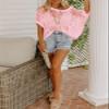 Urchics Womens Crochet Tops Hollow Out Cover Up Short Sleeve Knit Pullover Sweater Cover Up Summer Beach Pink S view 4