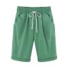 Generic Bermuda Shorts for Women Knee Length Plus Size Drawstring Shorts Elastic Waist Summer Beach Shorts Vacation Outfits Green, 4X-Large view 1