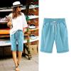NineFit Basics Bermuda Shorts for Women Knee Length Plus Size Drawstring Shorts Elastic Waist Summer Beach Shorts Vacation Outfits Blue, Small view 2
