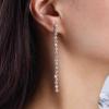 Aneneiceera Vintage Crystal Chandeliers Dangle Earrings Gold Rhinestone Earrings Long Cz Crystal Drop Earrings Shine Wedding Chandeliers Earrings Jewelry for Women (Gold) view 2