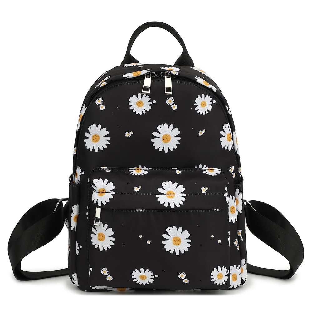 Daisy Mini Backpack Women Girls, Small Backpack Purse for Adults Teens Kids School Travel (Black)