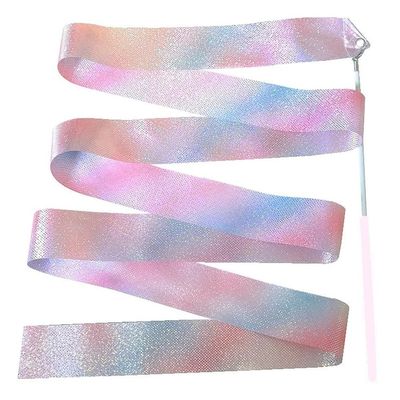 KOOFUR Dance Ribbons 2m/4m Dance Ribbon Rhythmic Art Gymnastics Ballet Twirling Rod Stick Sport Training Accessory(Pink,4m)