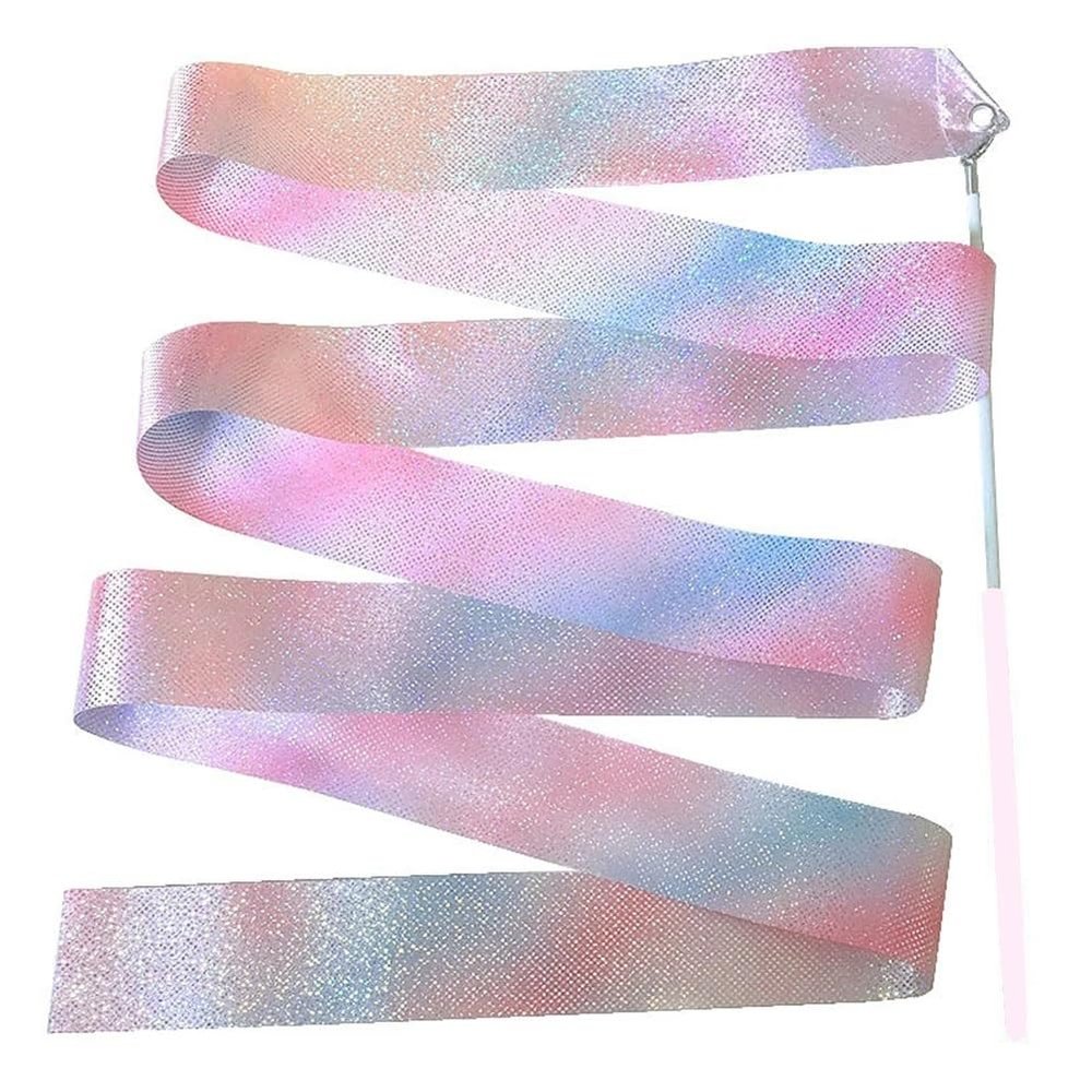 KOOFUR Dance Ribbons 2m/4m Dance Ribbon Rhythmic Art Gymnastics Ballet Twirling Rod Stick Sport Training Accessory(Pink,4m)