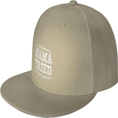 WANBAOEBKE Mama Tried Retro Country Music Baseball Cap Flat Bill Hip Hop Style Classic Snapback Hat Natural