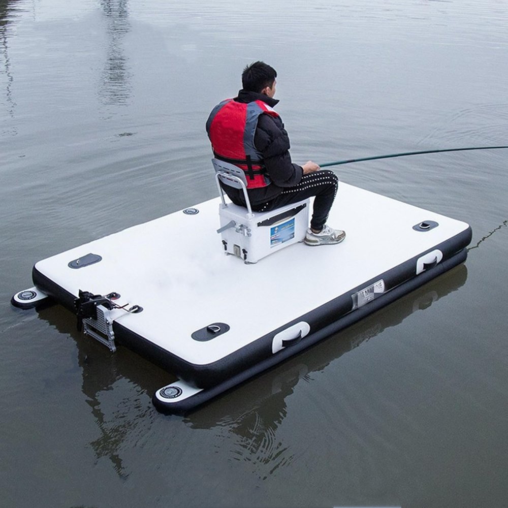Inflatable Floating Dock Fishing Platform Raft - Portable Swim Platform Dock for Pool, Beach, Lake, Ocean - Family-friendly Water Floating Dock Mat Island