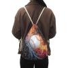 PJHEQOXE Fire Baseball Printed Drawstrings Backpacks Bags for Womens Men,Boys Girls Sackpacks Gym Sport Packs Daypack Large Capacity Shopping Travel Bags view 2