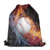 PJHEQOXE Fire Baseball Printed Drawstrings Backpacks Bags for Womens Men,Boys Girls Sackpacks Gym Sport Packs Daypack Large Capacity Shopping Travel Bags view 4