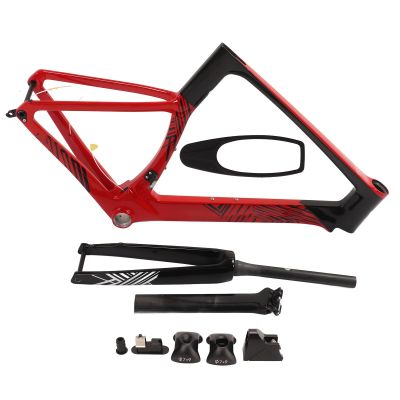 Kuuleyn Road Frame with Front Fork Stem Internal Routing Disc Brake Carbon Fiber Frame Assembly Kit Fiber Road Frameset (M-52CM)