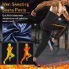 Vuirrm Sauna Pants for Men, Mens Heat Trapping Slimming Compression Leggings Tummy Control Shapewear High Waisted Sauna Leggings,S-M,Silver view 3