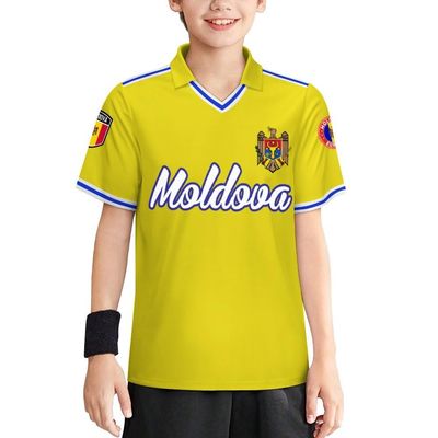 Vafogehu Flag of Moldova Children's Football Jersey Short Sleeve Casual T-Shirt 160CM