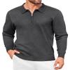 COOFANDY Polo Shirts for Men Quarter Zip Pullover Classic Sweater Polo Long Sleeve Slim Fit T Shirts Casual Fall Fashion Sweaters Dark Grey view 1