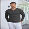 COOFANDY Polo Shirts for Men Quarter Zip Pullover Classic Sweater Polo Long Sleeve Slim Fit T Shirts Casual Fall Fashion Sweaters Dark Grey view 3