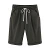NineFit Basics Bermuda Shorts for Women Knee Length Plus Size Drawstring Shorts Elastic Waist Summer Beach Shorts Vacation Outfits Black, Medium view 1