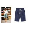 Generic Bermuda Shorts for Women Knee Length Plus Size Drawstring Shorts Elastic Waist Summer Beach Shorts Vacation Outfits Dark Blue, Medium view 2