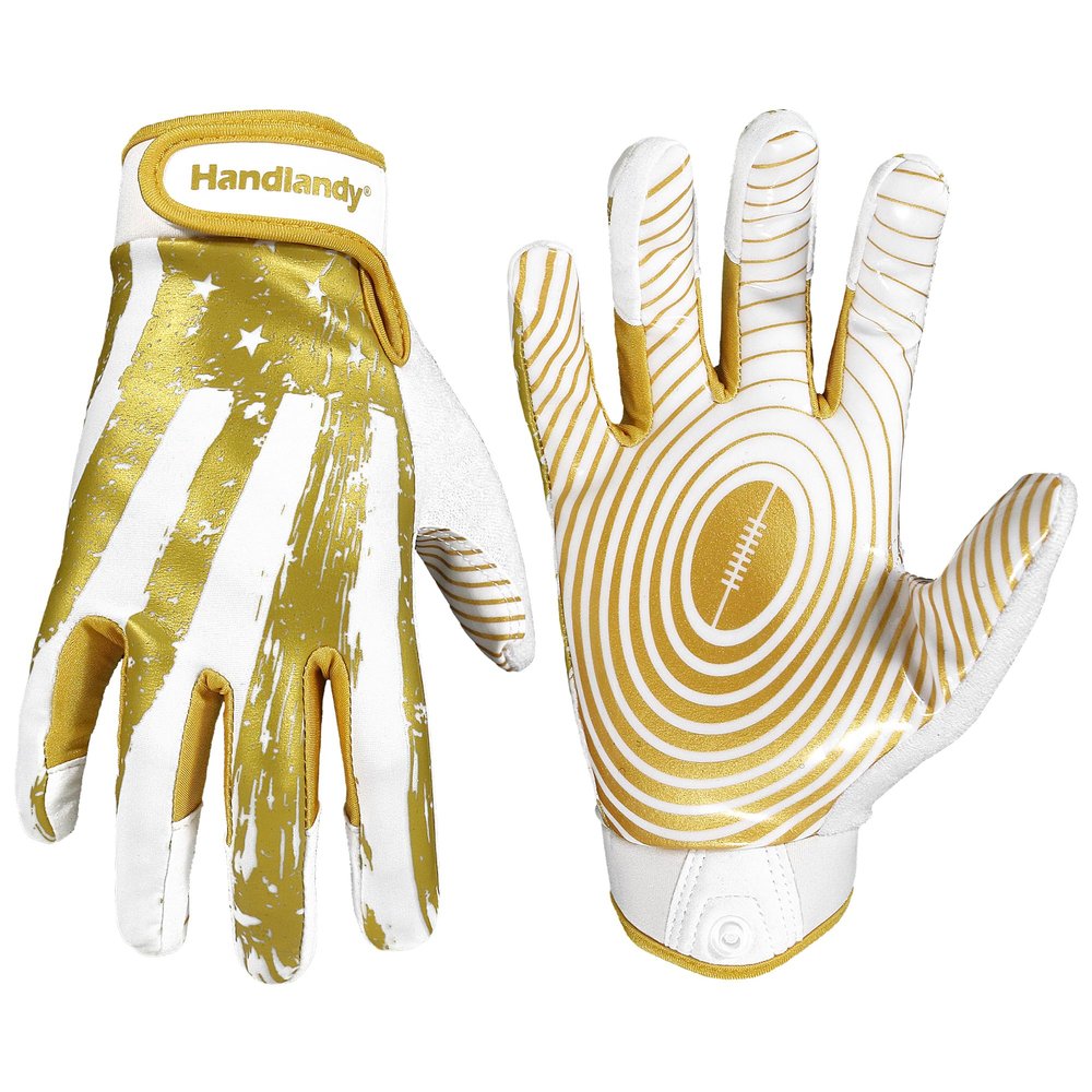 HANDLANDY Youth Football Gloves for Boys Girls, Sticky Wide Receiver Gloves for Kids, Junior Flag Football Gloves (Yellow, Youth L&Adult S)