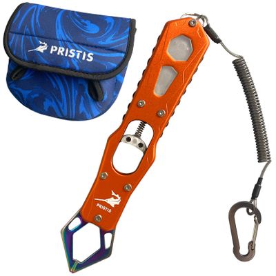 Pristis Exquisite Utility Fishing Tool Combination, Spinning Reel Cover (M) & High Strength Fish Gripper, Nice Gift for Family