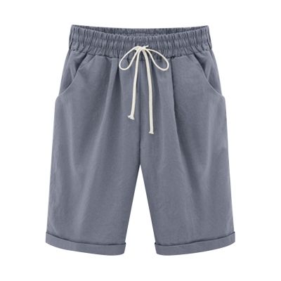 Generic Bermuda Shorts for Women Knee Length Plus Size Drawstring Shorts Elastic Waist Summer Beach Shorts Vacation Outfits Gray, Large