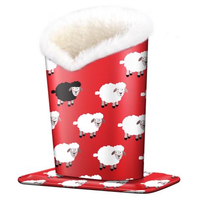 Aatacas Plush Lined Eyeglasses Holder, PU Leather Glasses Stand Case (Cartoon Sheep)