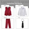 Lycody Boys Suits Kids Burgundy Tuxedo Graduation Suit Vest and Tie Set Toddler Little Boy Dress Clothes for Wedding Christmas Outfit Size 2 view 2