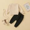 Covvoliy Toddler Newborn Baby Boy Outfit Long Sleeve Little Dude Print Sweatshirt Top Long Pants Infant Fall Winter 2PCS (Apricot, 18-24 Months) view 3