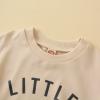 Covvoliy Toddler Newborn Baby Boy Outfit Long Sleeve Little Dude Print Sweatshirt Top Long Pants Infant Fall Winter 2PCS (Apricot, 18-24 Months) view 4