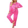 Ekouaer Womens Satin Pajama Set Classic Pattern Silky Pj Sets Button Down Sleepwear Loungewear,X-Large,Rose leopard view 1