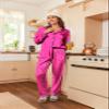 Ekouaer Womens Satin Pajama Set Classic Pattern Silky Pj Sets Button Down Sleepwear Loungewear,X-Large,Rose leopard view 2